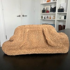 Teddy Brown Boucle Clutch - Mango